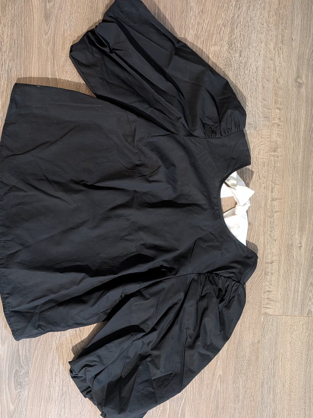 Black Puff-Sleeve Skirt Top - Unbranded